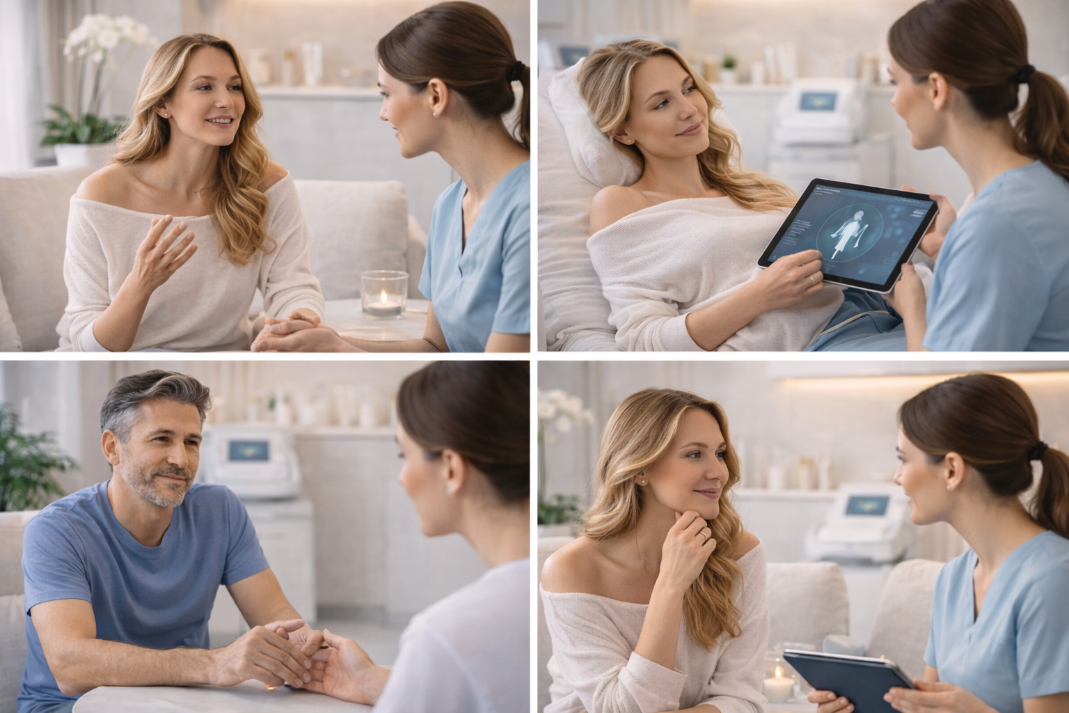 Illustration representing the experience of a consultation in clinic